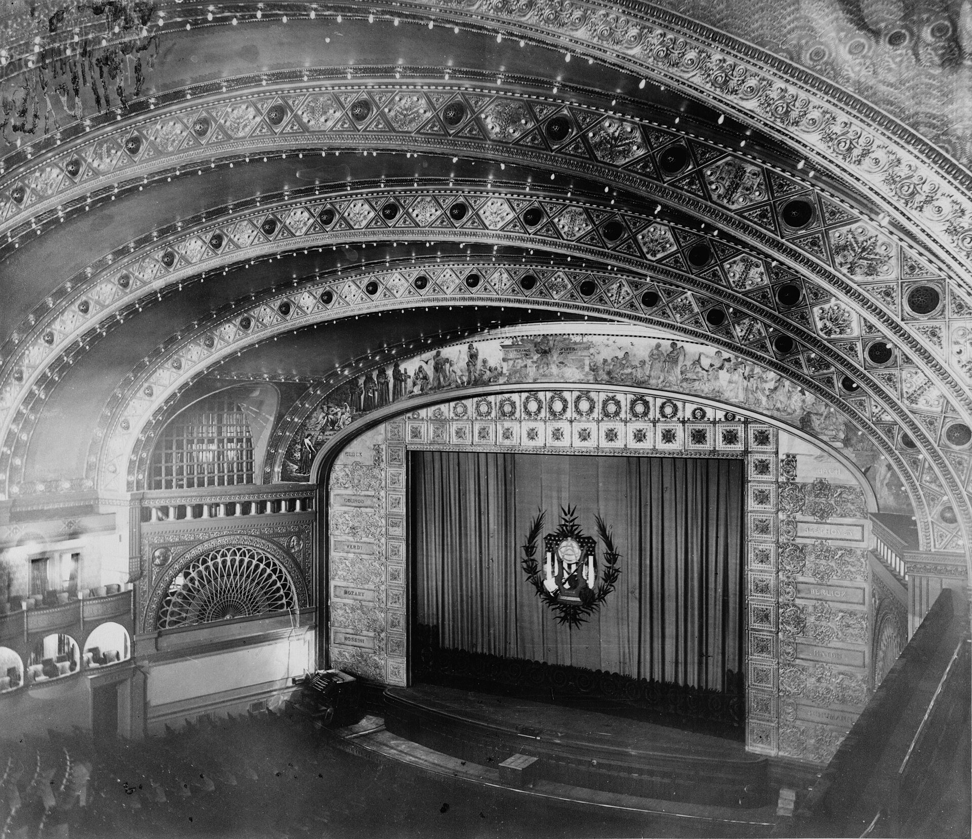The auditorium interior from the balcony, about 1890