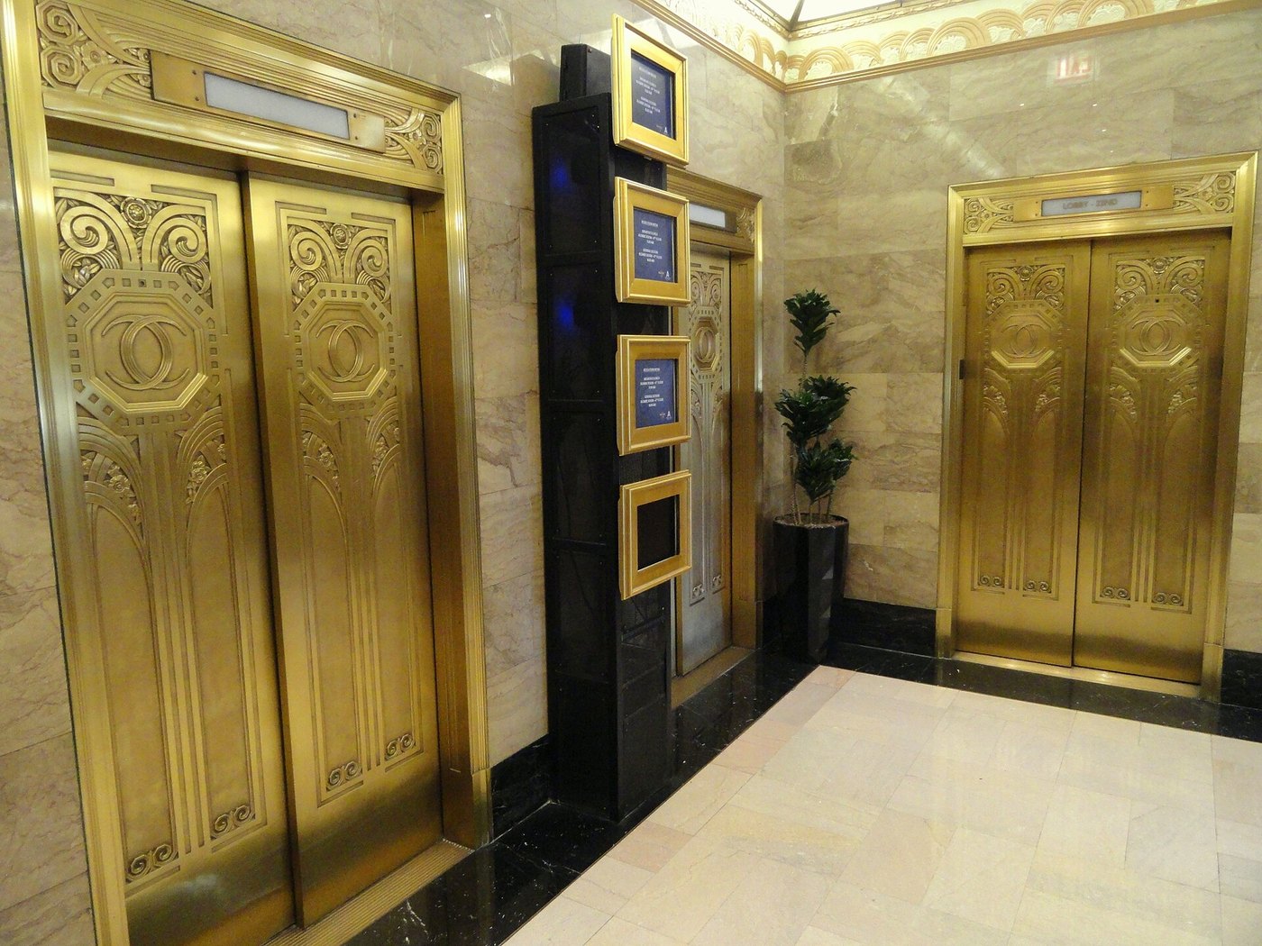 Elevator doors in the lobby