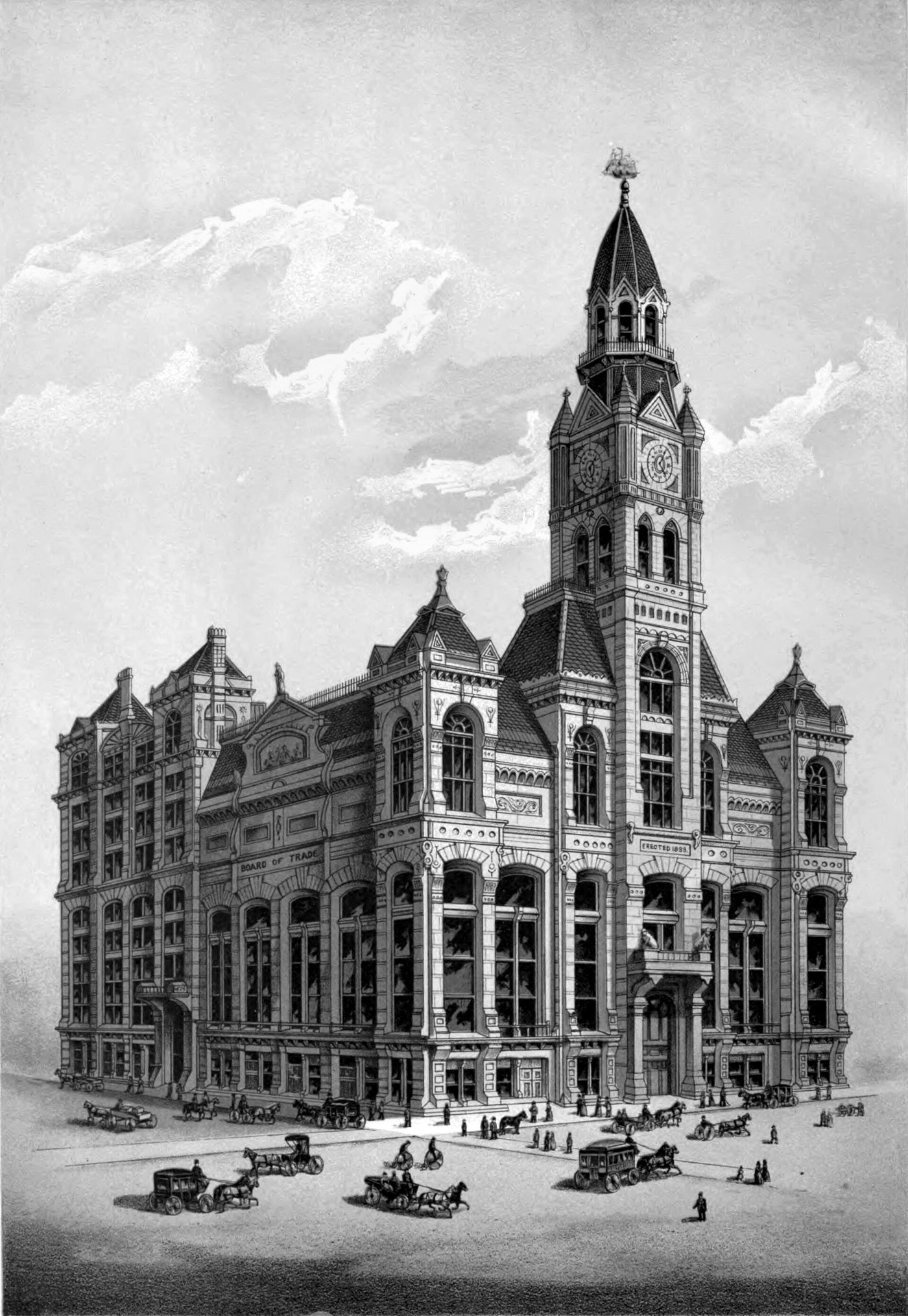 The 1885 Board of Trade Building by William W. Boyington, from a frontispiece illustration