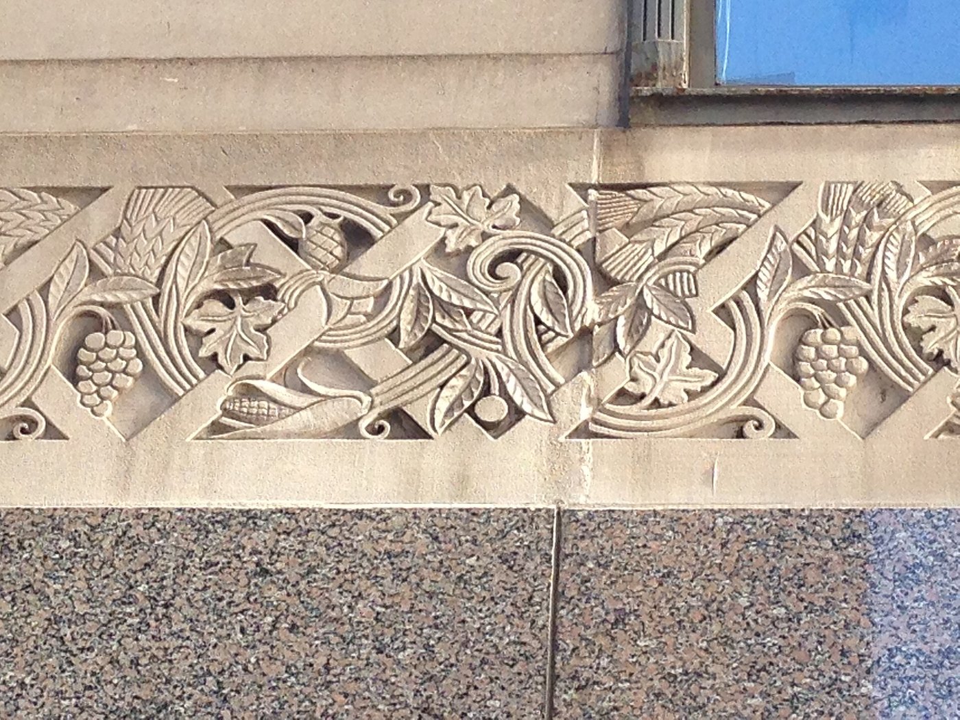 Carved stone detail on the Board of Trade Building