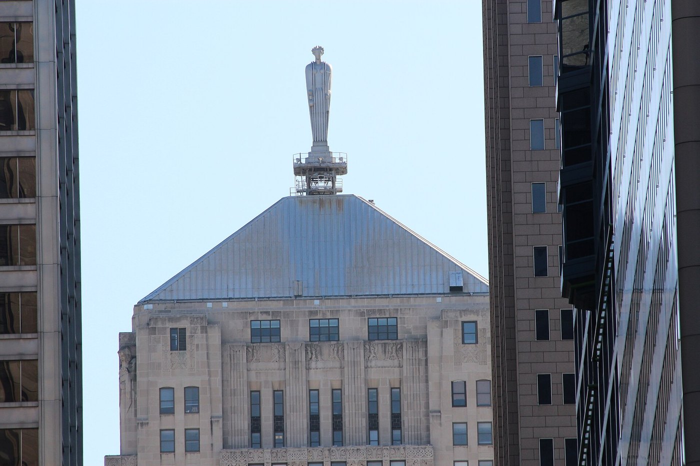 The statue of Ceres at the top of the building