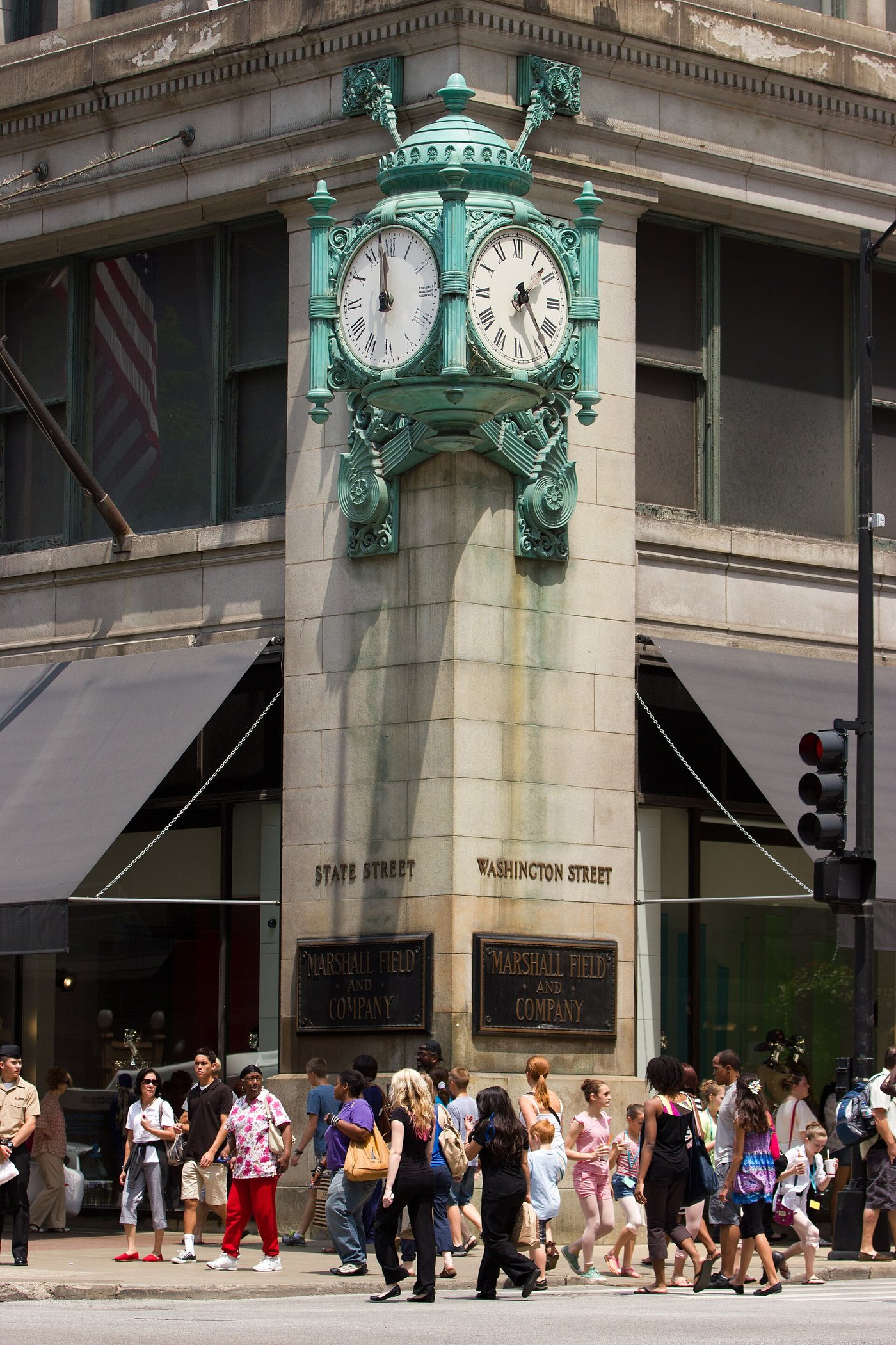 The clock on the corner of the State Street store