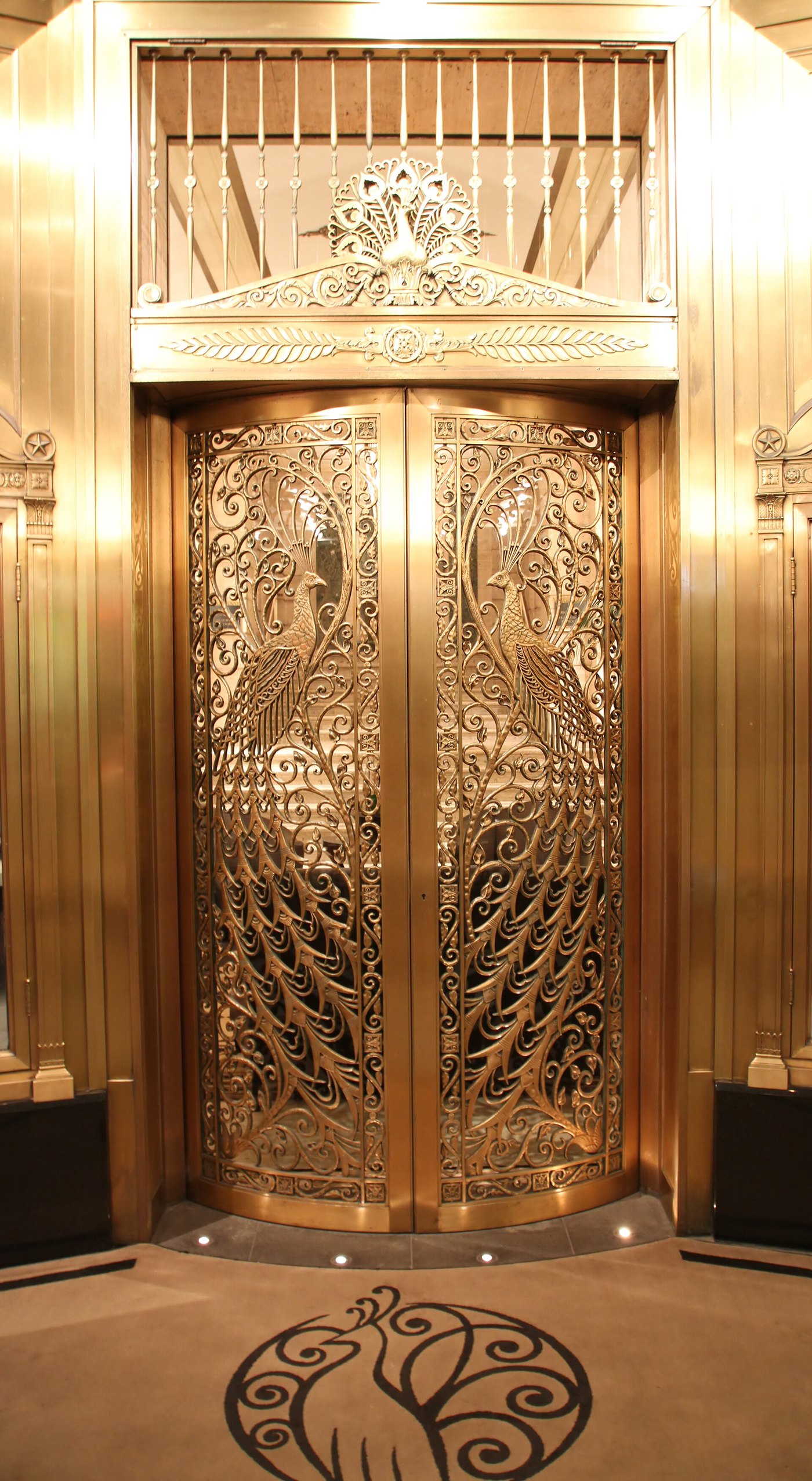 A peacock door in the hotel